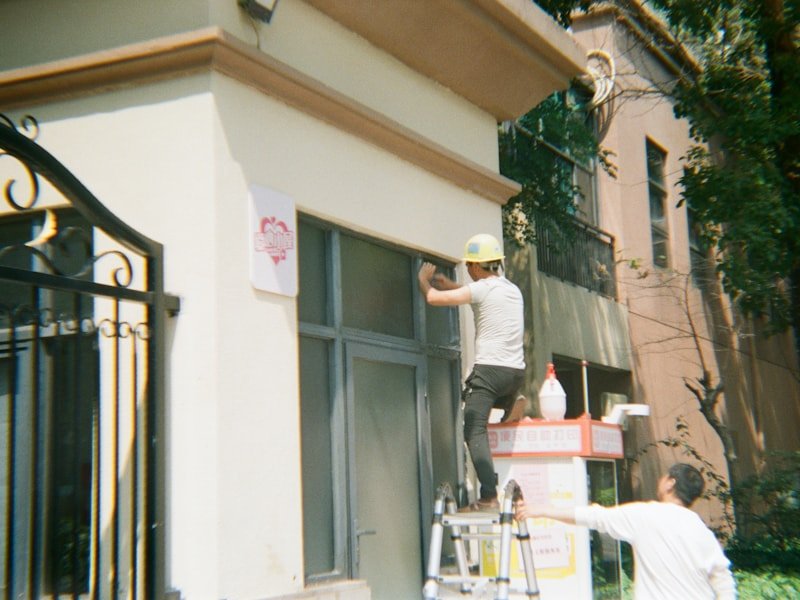 Exterior work underway on a building elevation